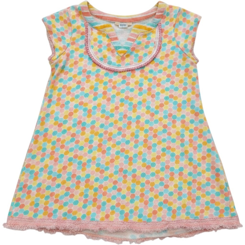 Matilda Jane Girls Honeycomb‎ Geometric swim cover up Pink Yellow Blue Size 10